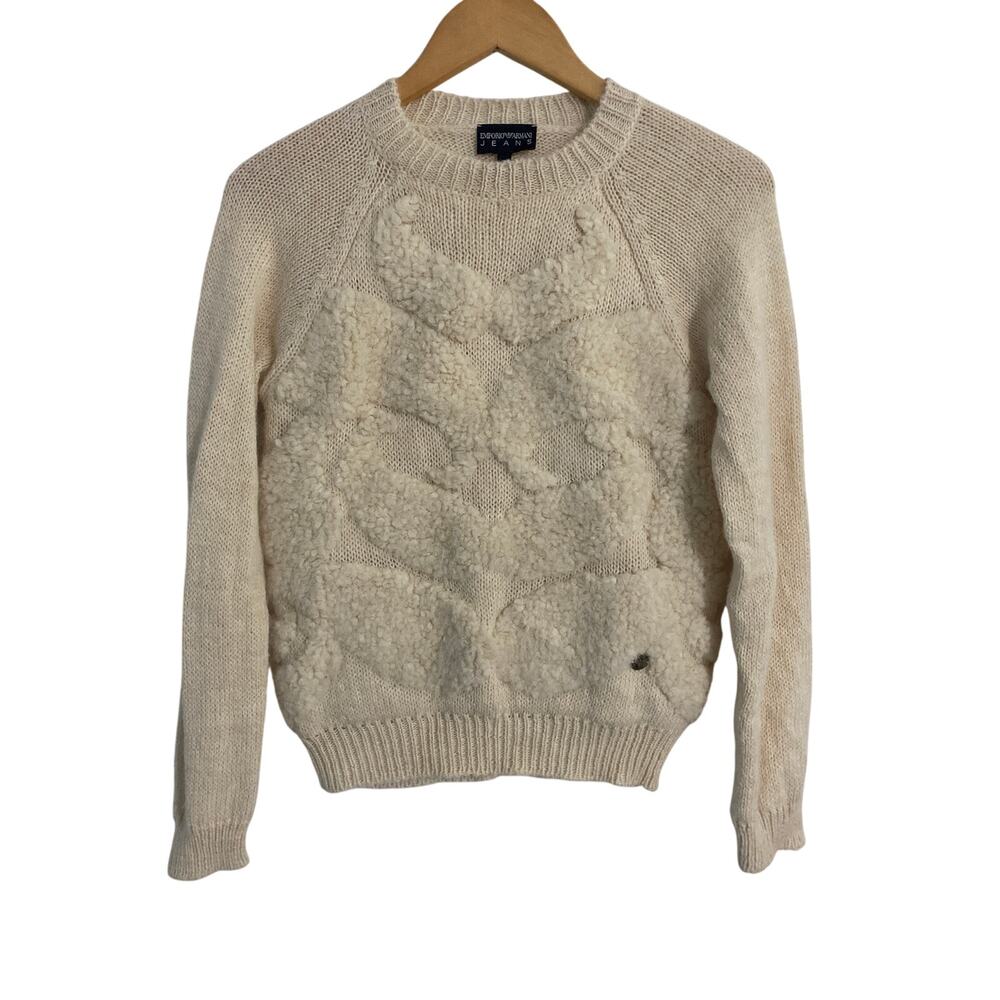 Emporio Armani sweater women size XS cream alpaca wool blend cozy quiet luxury